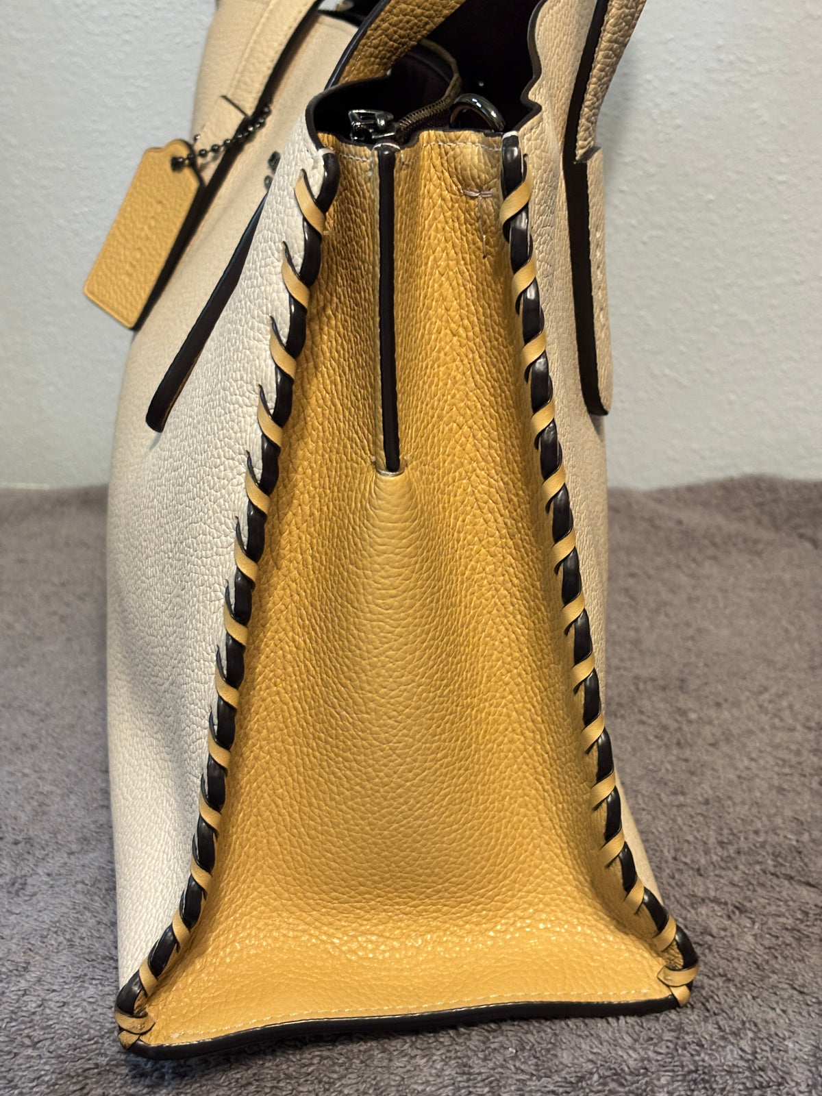 Coach Charlie Carryall Whipstitch Colorblock Almond Cream 69609 Crossbody