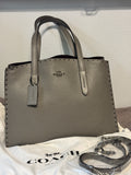 Coach Charlie Carryall Gray Rivets Leather Tote Crossbody 69609 Dust Bag