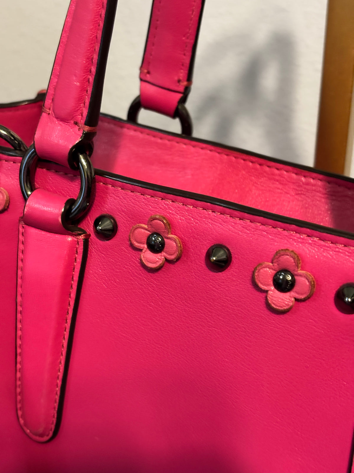 Coach Mini Crosby Carryall Dahlia Pink Floral Rivets 37707 Crossbody