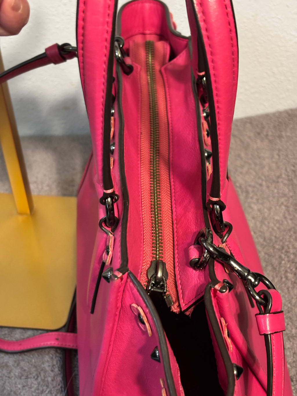 Coach Mini Crosby Carryall Dahlia Pink Floral Rivets 37707 Crossbody