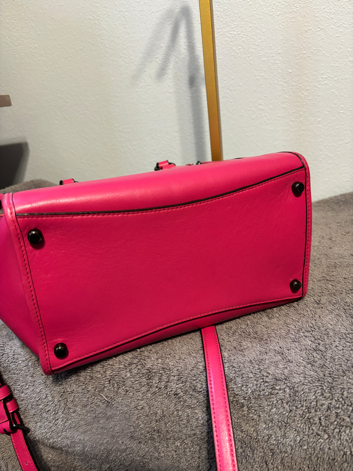 Coach Mini Crosby Carryall Dahlia Pink Floral Rivets 37707 Crossbody