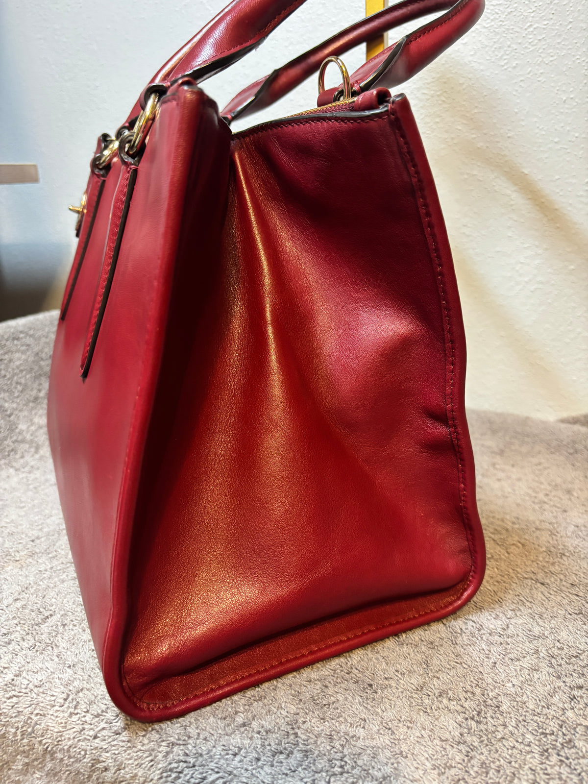 Coach Crosby Carryall Red Leather 3 Compartment Turnlock Crossbody Satchel