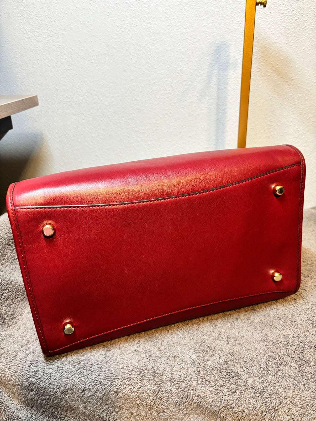 Coach Crosby Carryall Red Leather 3 Compartment Turnlock Crossbody Satchel