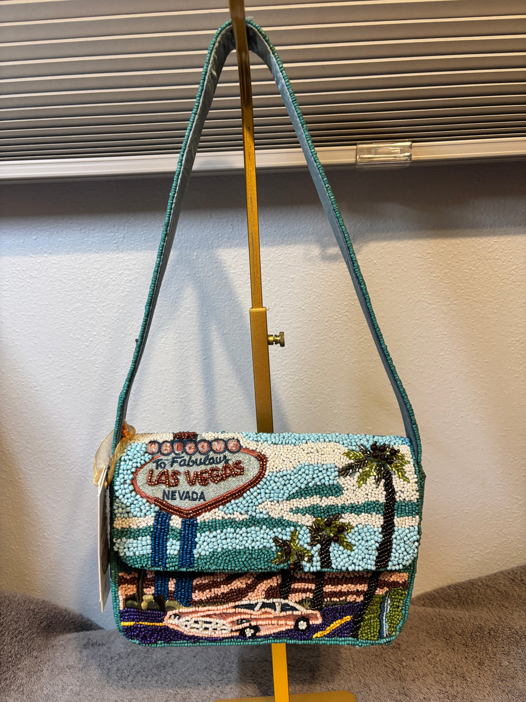 NWT Handmade Las Vegas Nevada Beaded Crossbody Bag From India
