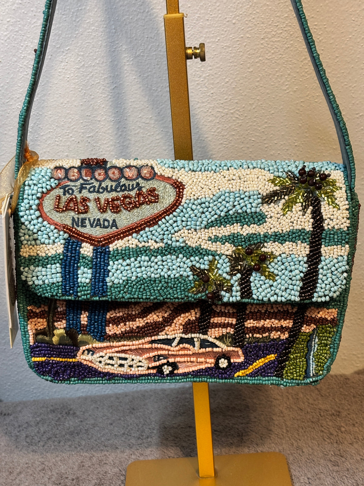 NWT Handmade Las Vegas Nevada Beaded Crossbody Bag From India