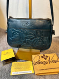 Patricia Nash Bacoli Caribbean Blue Tooled Leather Crossbody NWT Dust Bag