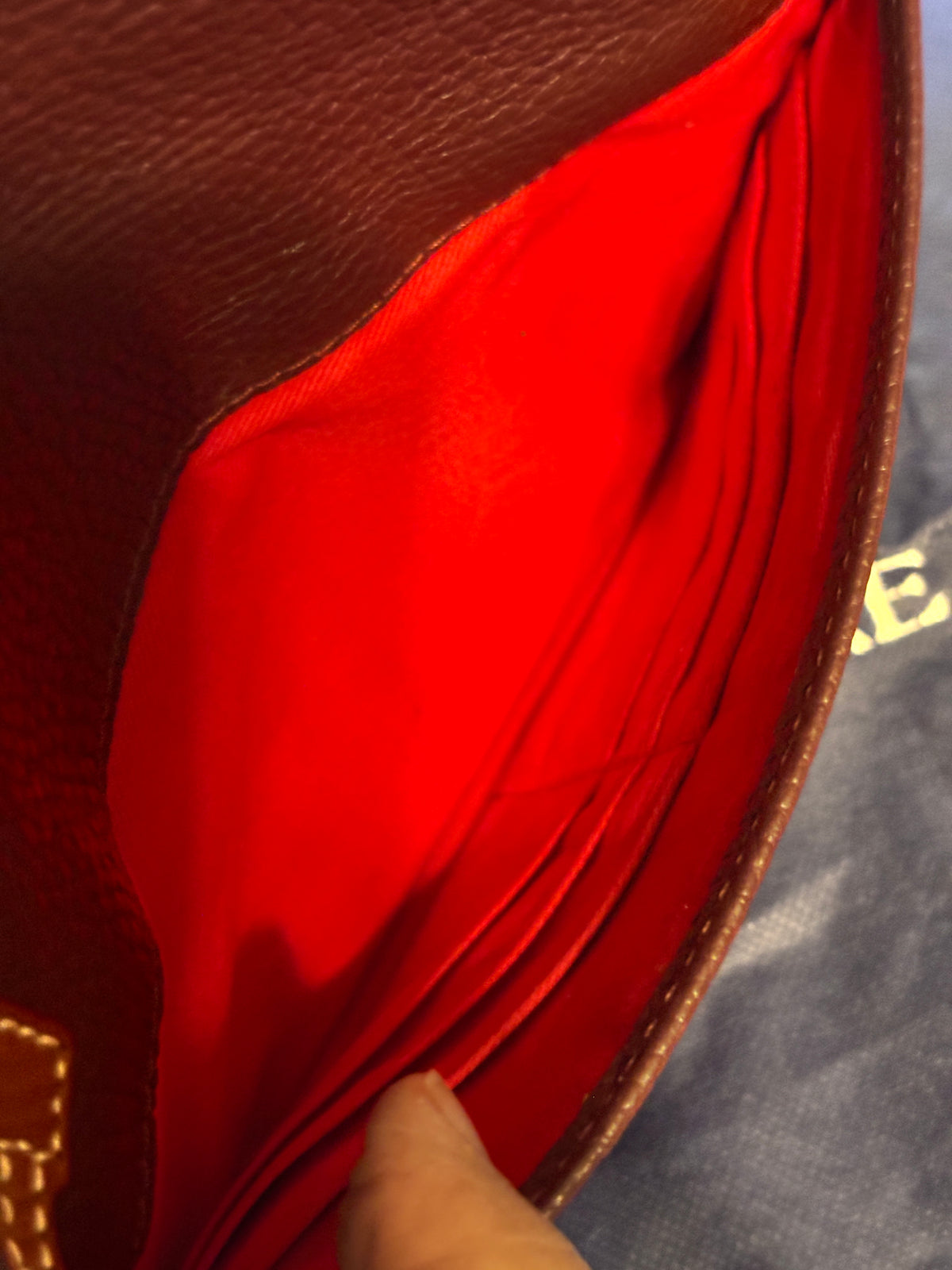 Dooney Bourke Burgundy Pebble Leather Flap Crossbody Tassel Dust Bag