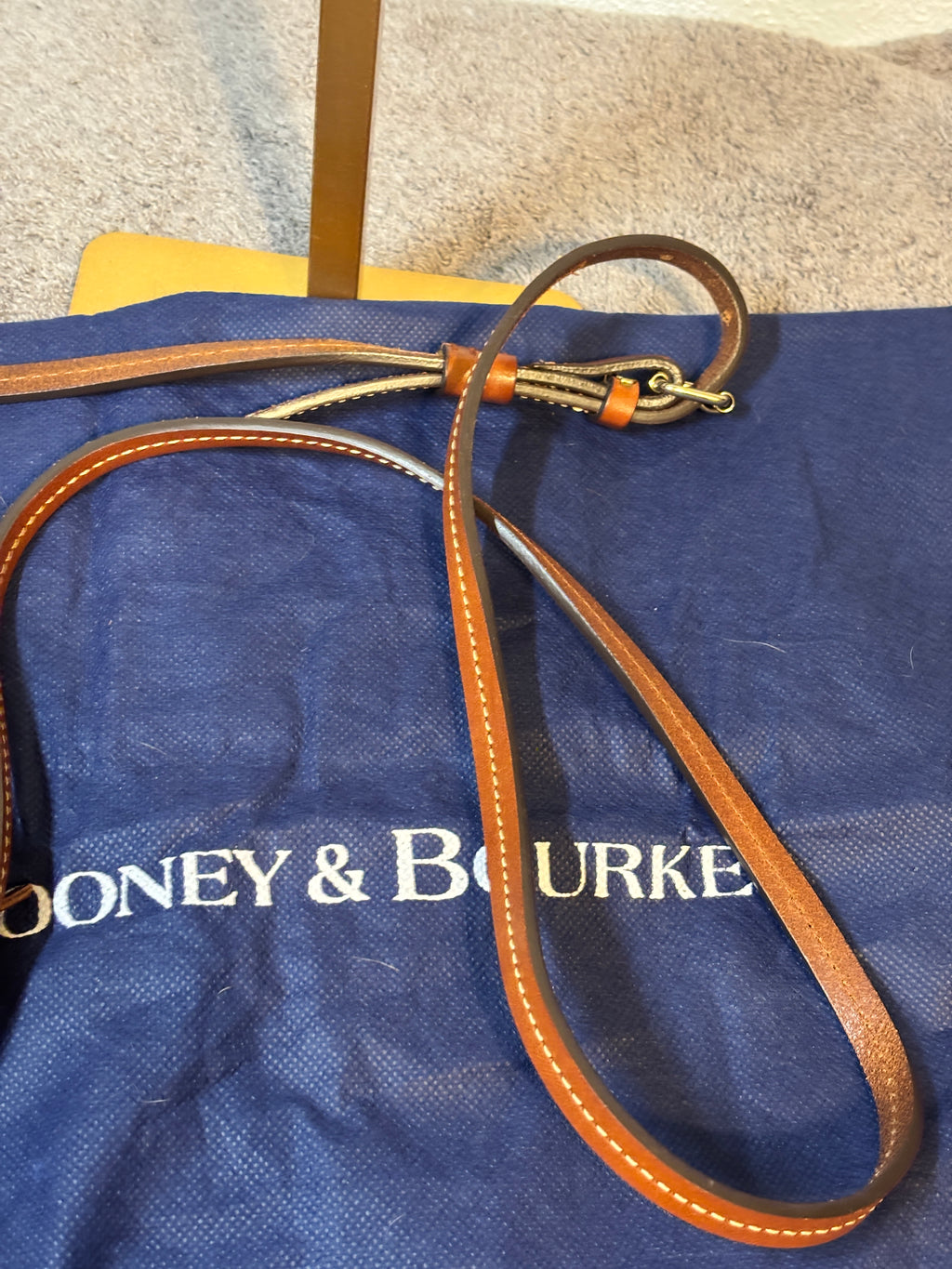Dooney Bourke Burgundy Pebble Leather Flap Crossbody Tassel Dust Bag