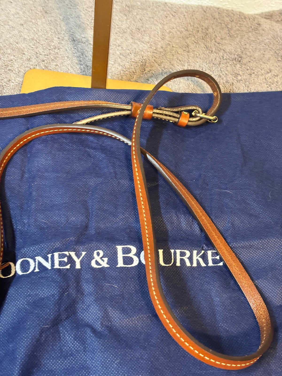 Dooney Bourke Burgundy Pebble Leather Flap Crossbody Tassel Dust Bag