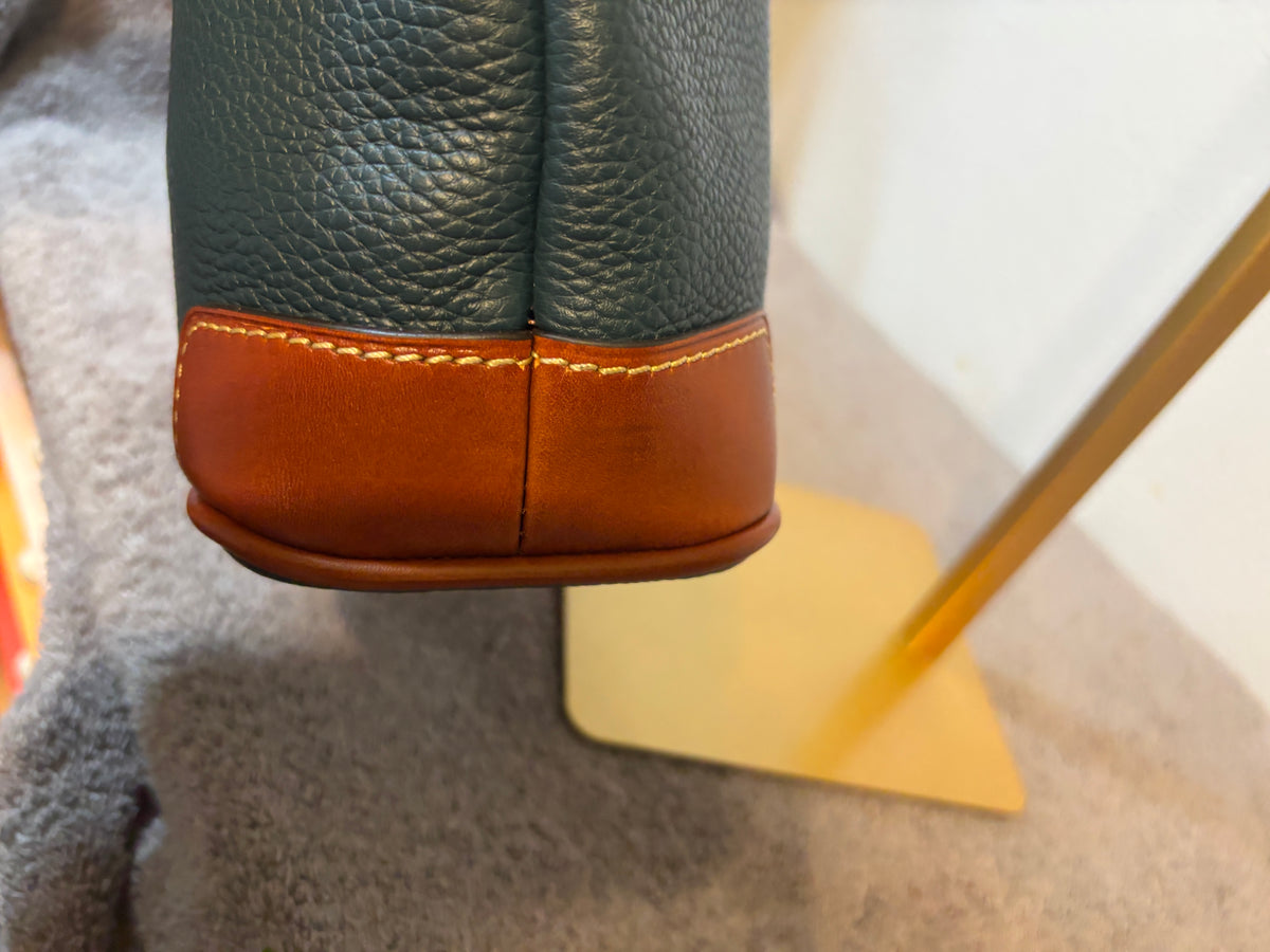 Dooney Bourke Pebble Leather Small Everyday Crossbody Teal Blue Tan Trim