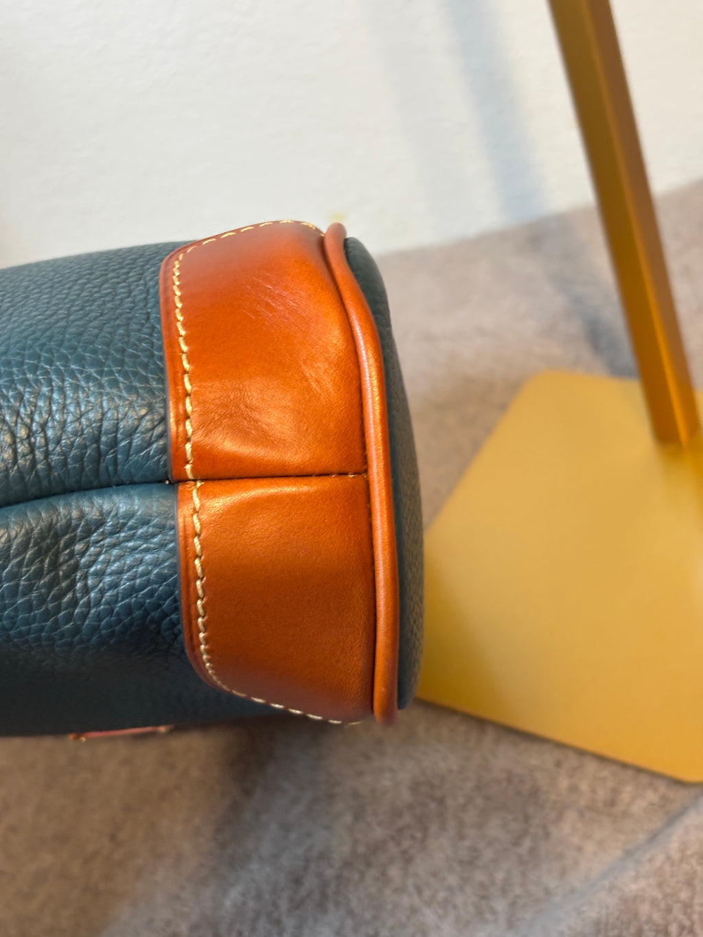 Dooney Bourke Pebble Leather Small Everyday Crossbody Teal Blue Tan Trim