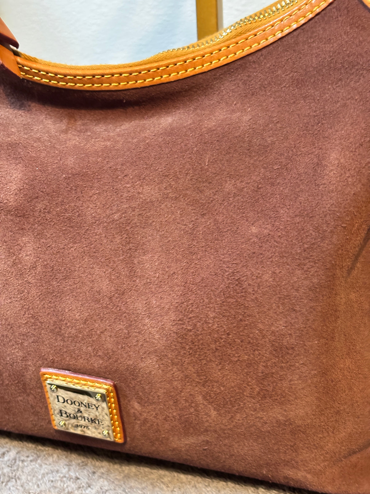 Dooney & Bourke Purple Suede Leather Trim Hobo Shoulder Bag
