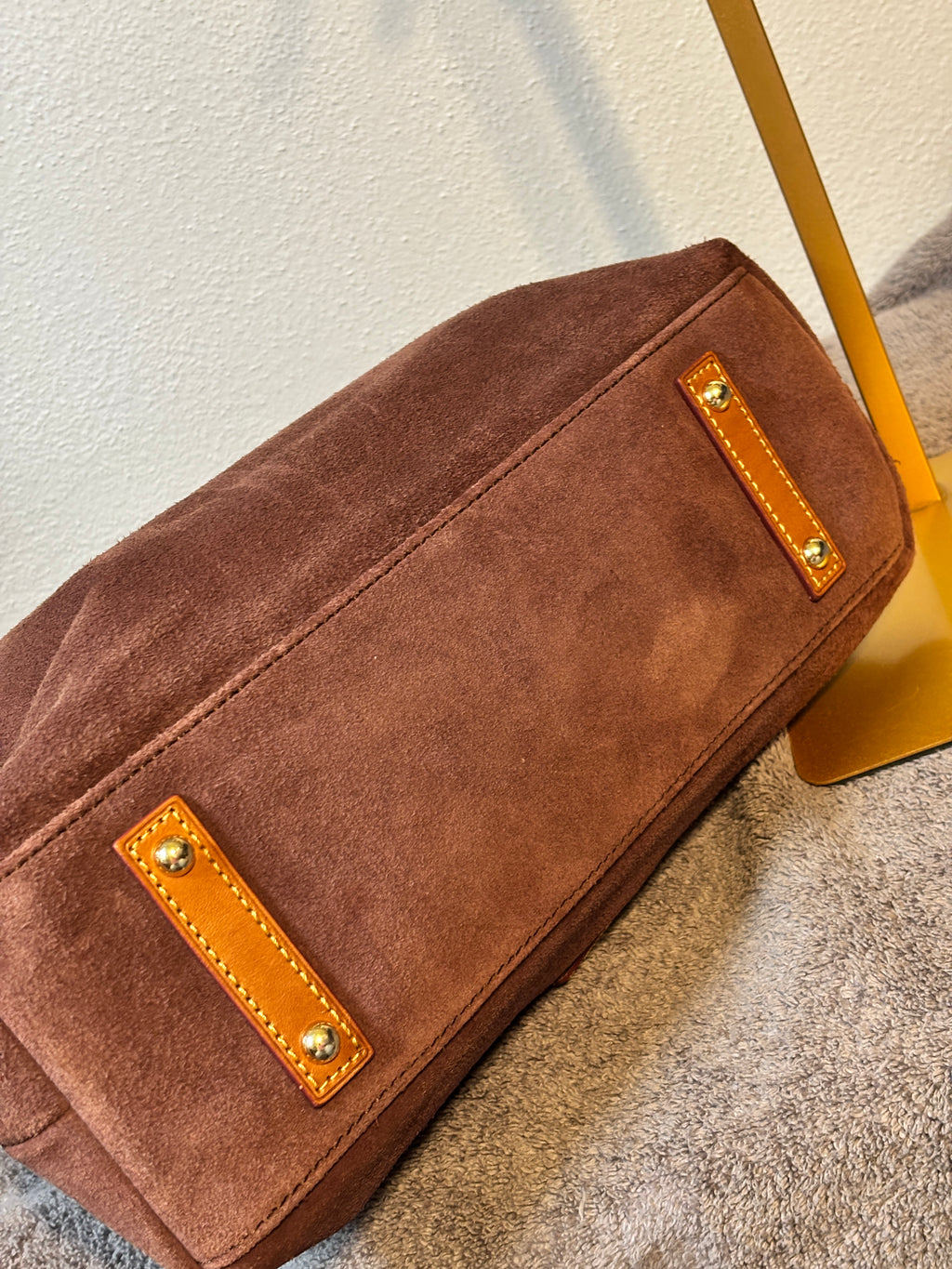 Dooney & Bourke Purple Suede Leather Trim Hobo Shoulder Bag