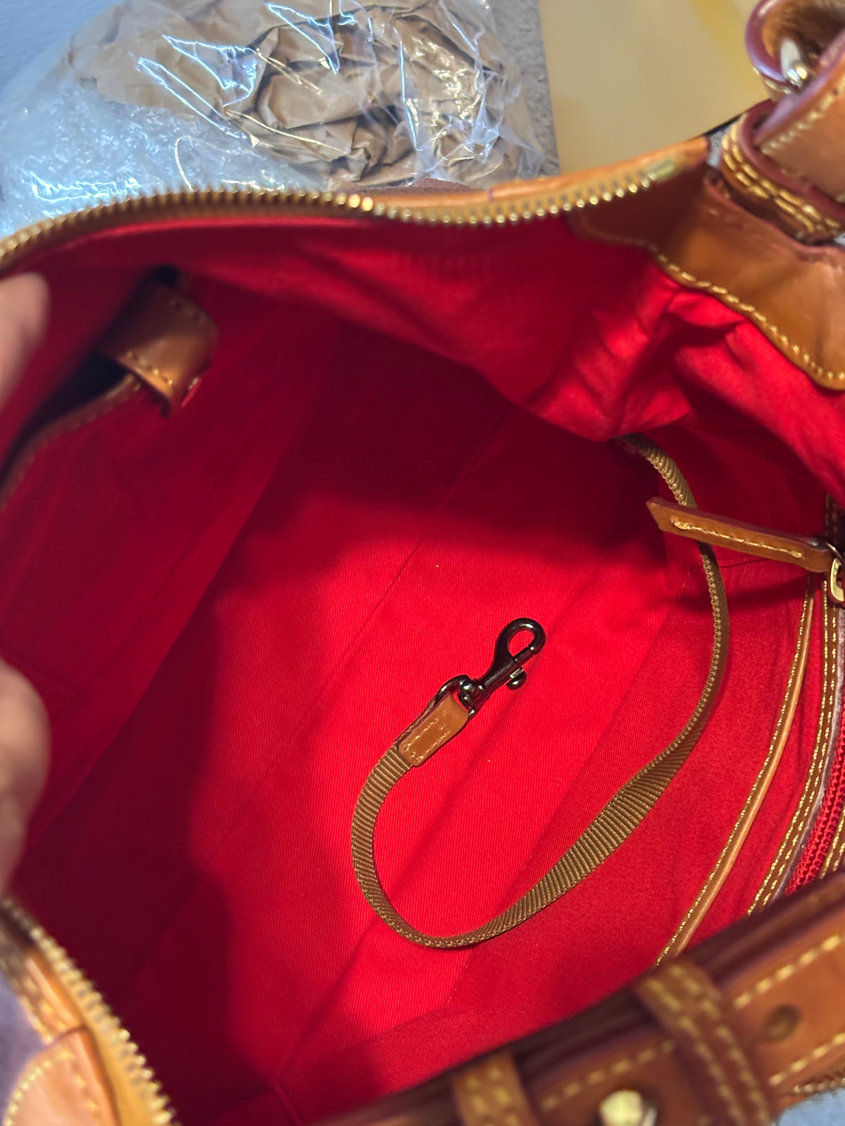 Dooney & Bourke Purple Suede Leather Trim Hobo Shoulder Bag