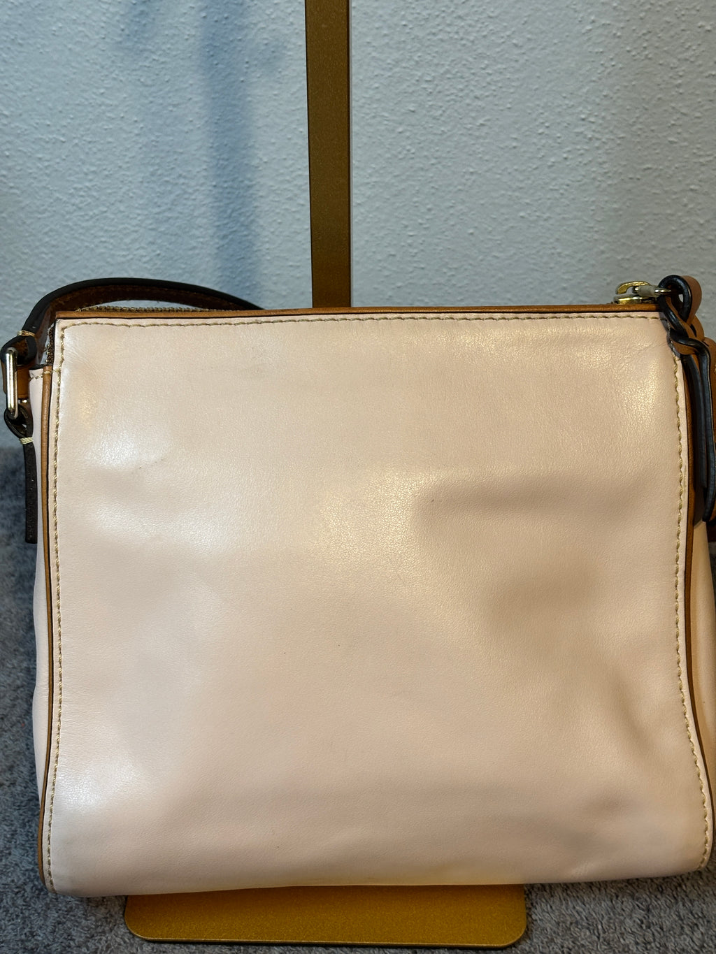 Dooney & Bourke Pale Pink Blush Leather Double Zip Crossbody Bag