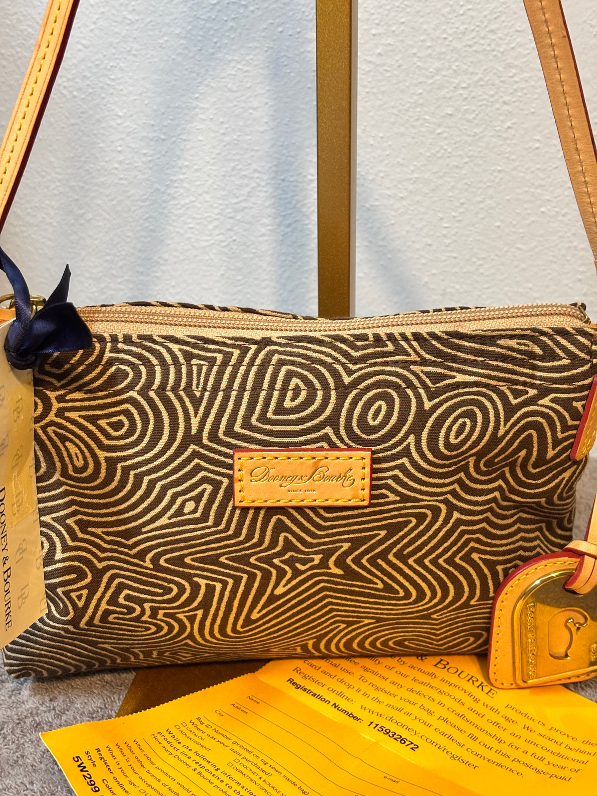 NWT Dooney & Bourke Brown Signature Fabric Crossbody Pouchette 5W299 G7