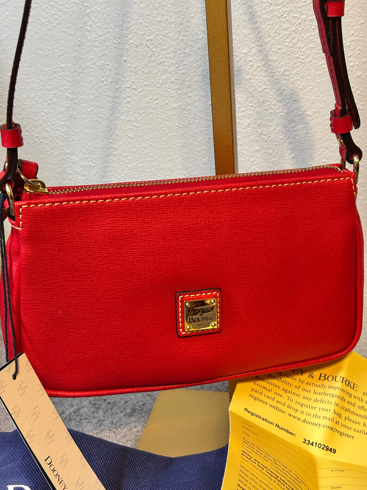 NWT Dooney & Bourke Saffiano Lexi Red Leather Crossbody Bag Dust Bag
