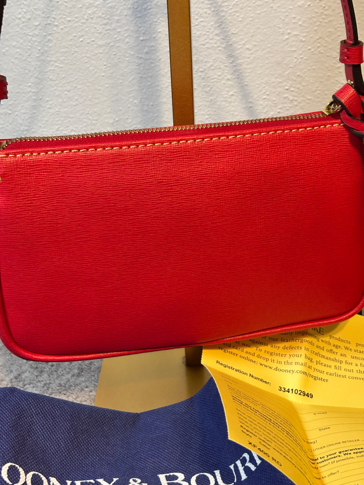 NWT Dooney & Bourke Saffiano Lexi Red Leather Crossbody Bag Dust Bag