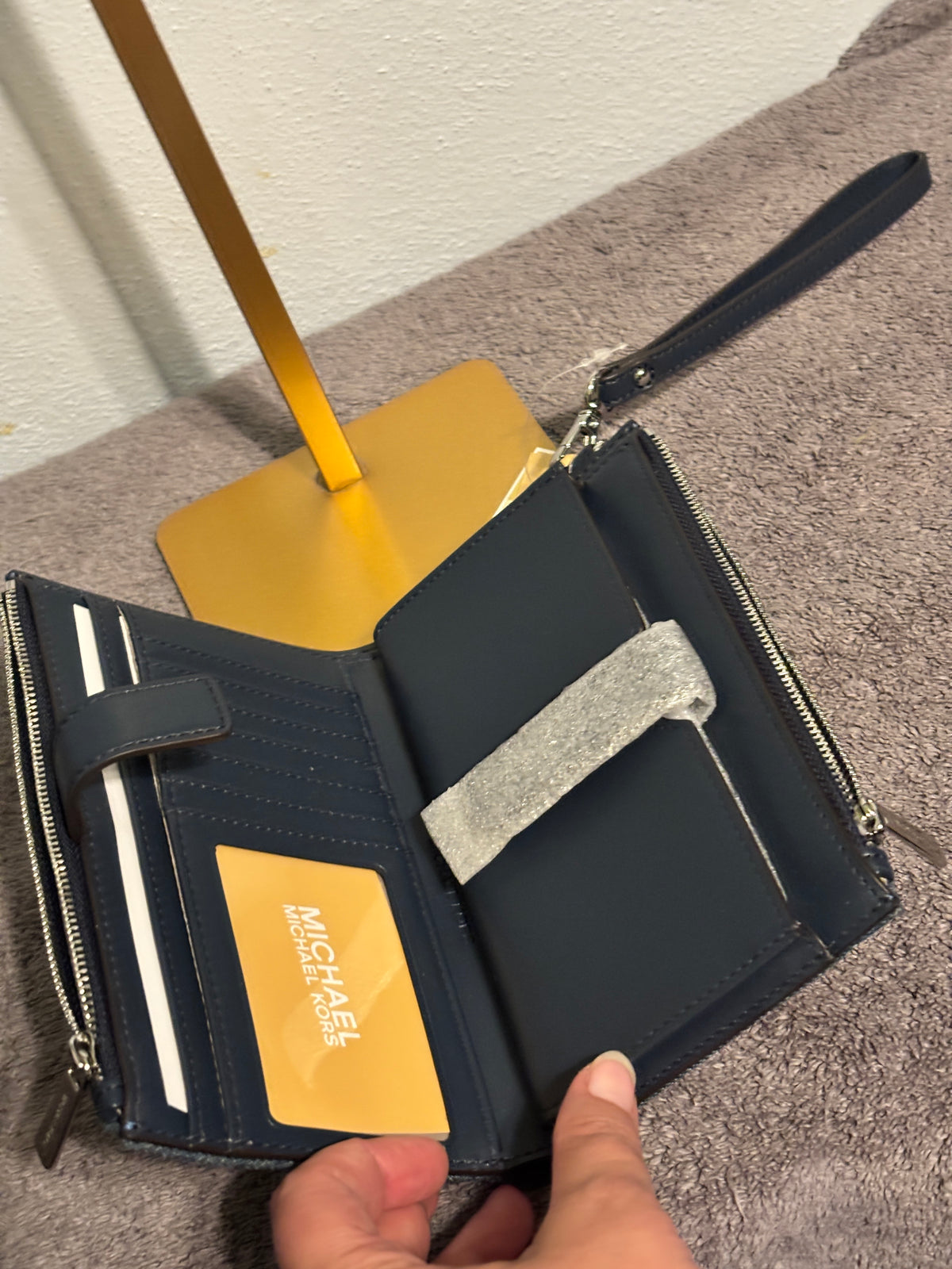Michael Kors Jet Set Travel Denim Patch Double Zip Wristlet Wallet – NWT