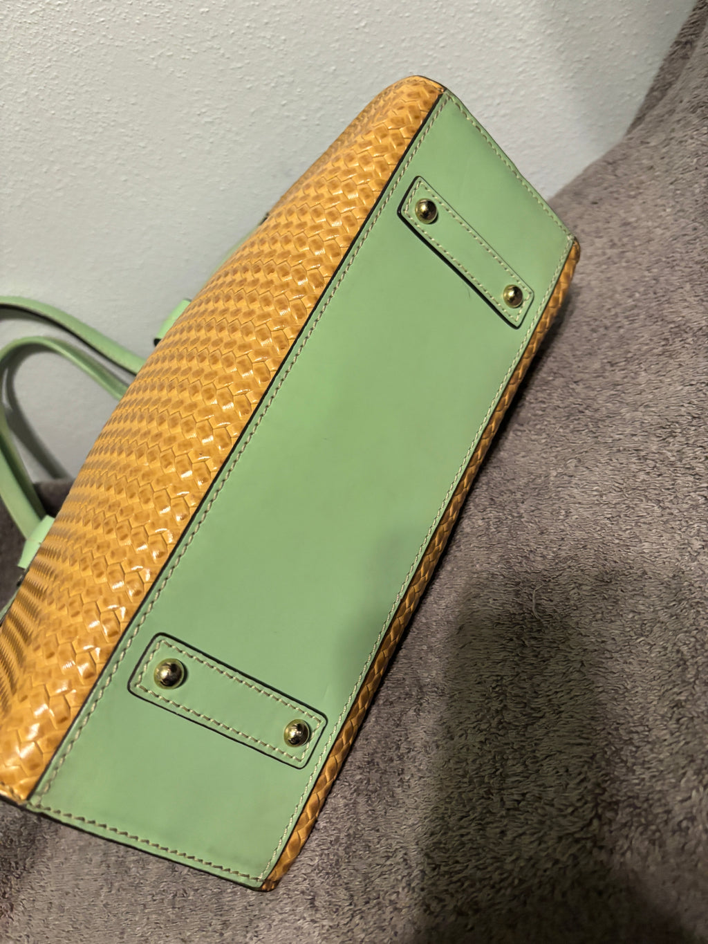 Dooney and Bourke Beacon Woven Leather Mint Green Large Zip Tote