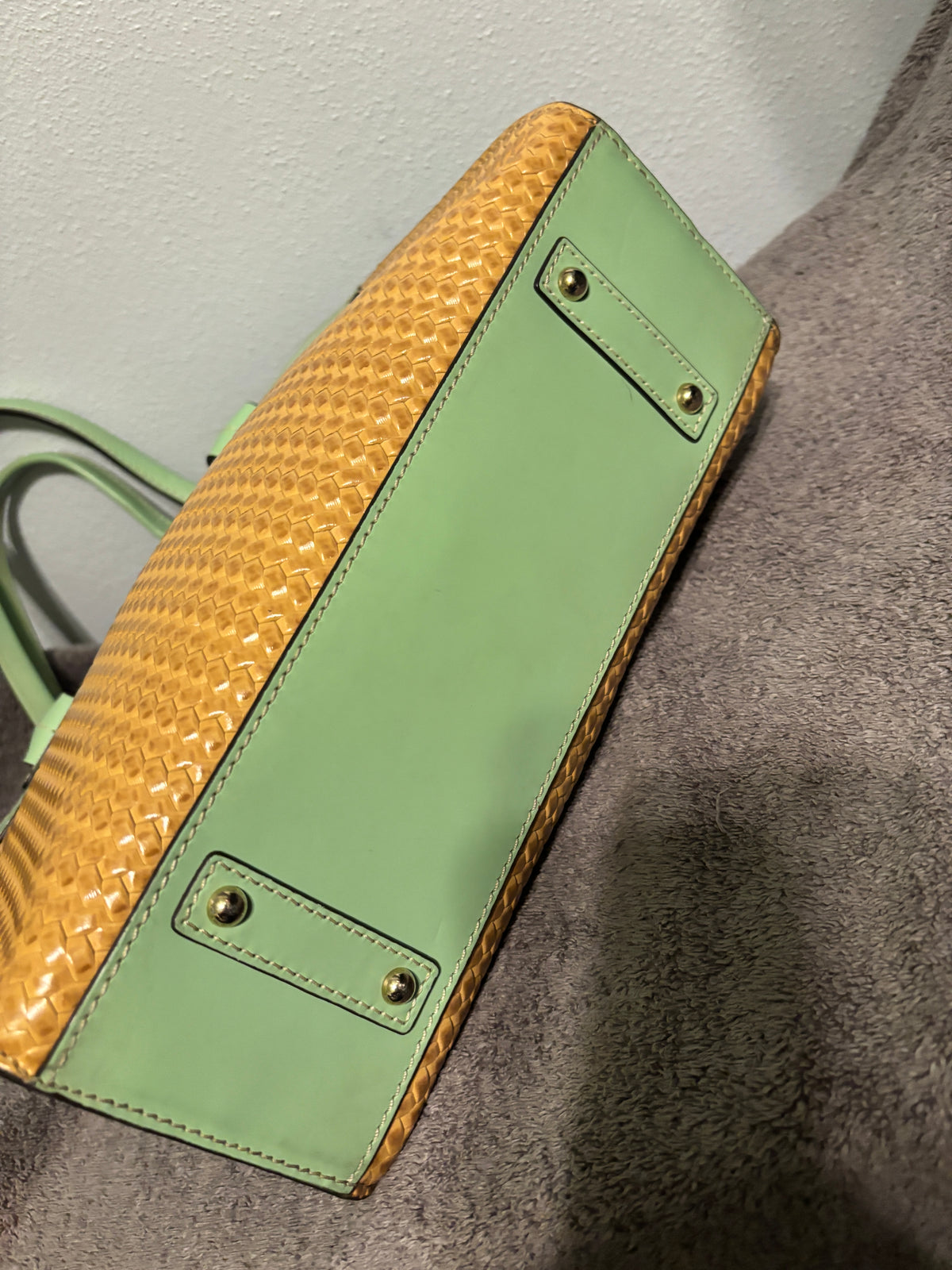 Dooney and Bourke Beacon Woven Leather Mint Green Large Zip Tote