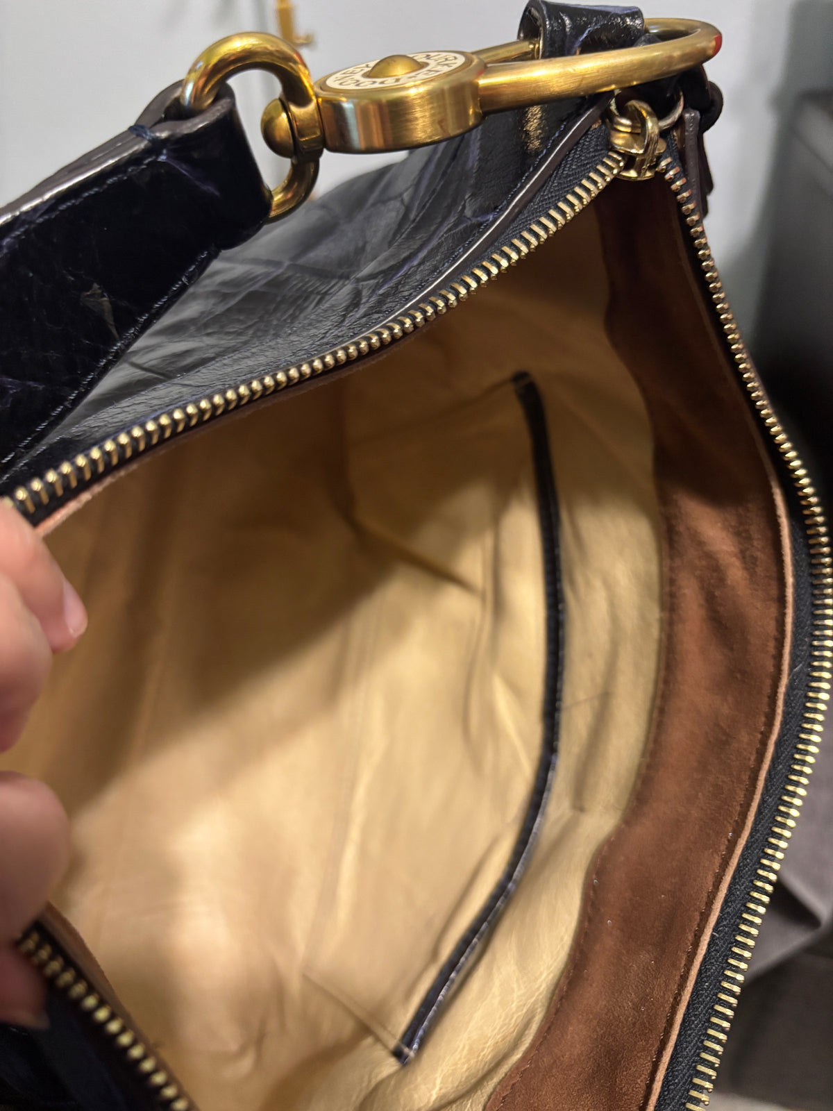 Dooney and Bourke Large Pembrook Cassidy Black Croc Embossed Hobo