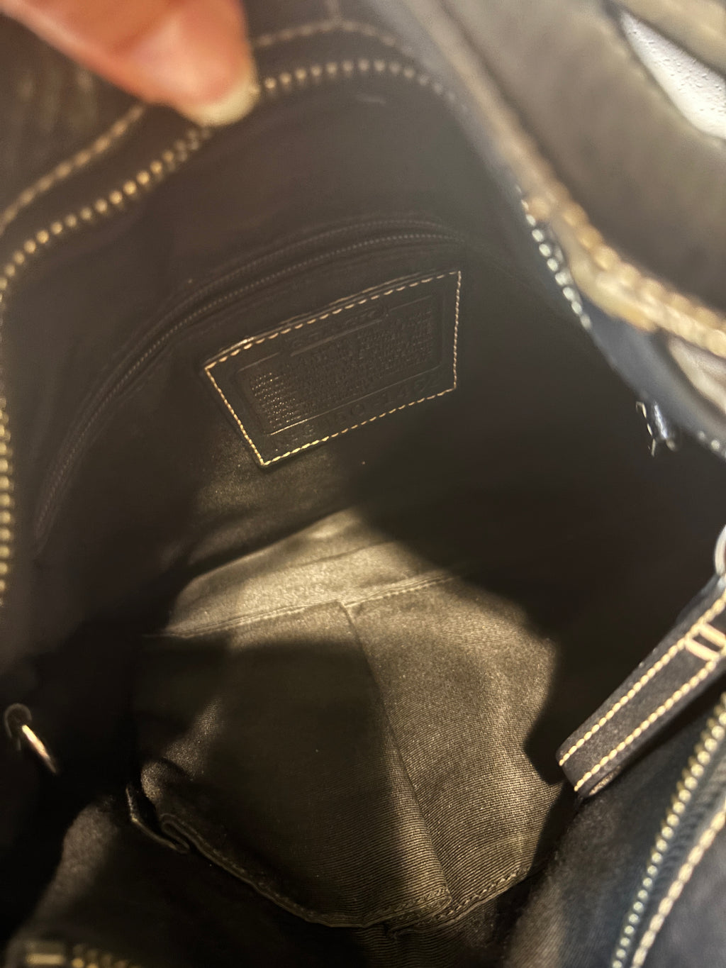 Coach 6050 Black Leather Hobo Bucket Shoulder Crossbody Bag Silver Hardware