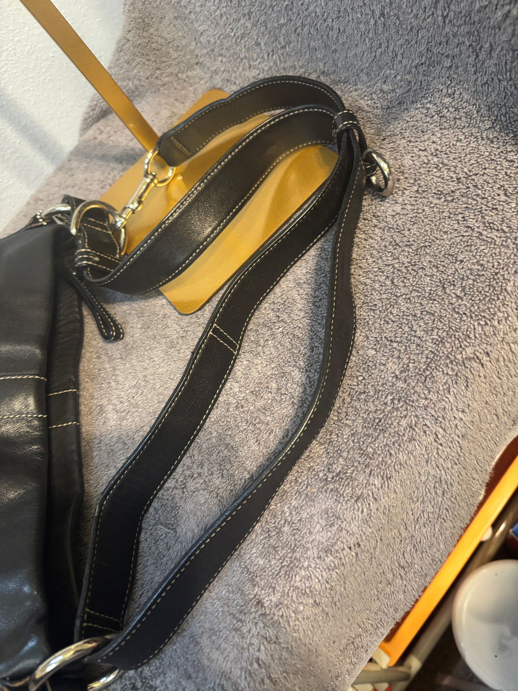 Coach 6050 Black Leather Hobo Bucket Shoulder Crossbody Bag Silver Hardware