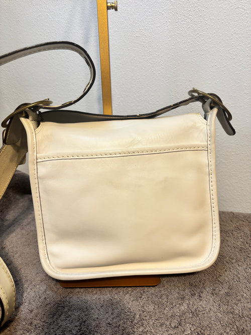 2007 Coach Bleecker 11418 White Leather Crossbody Bag Tattersall Lining
