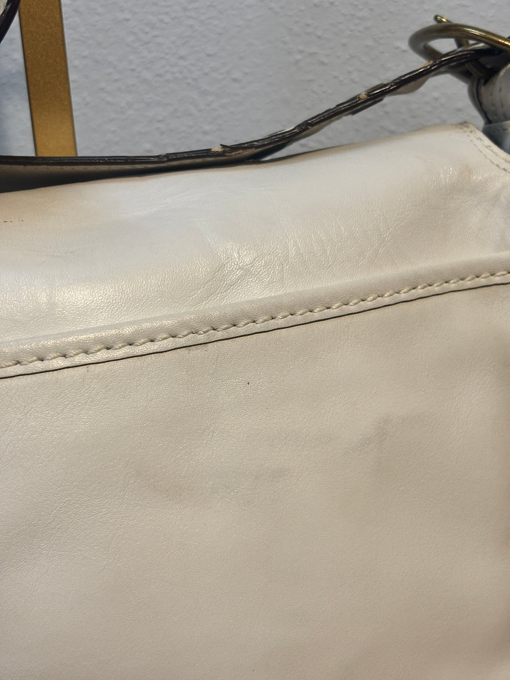 2007 Coach Bleecker 11418 White Leather Crossbody Bag Tattersall Lining