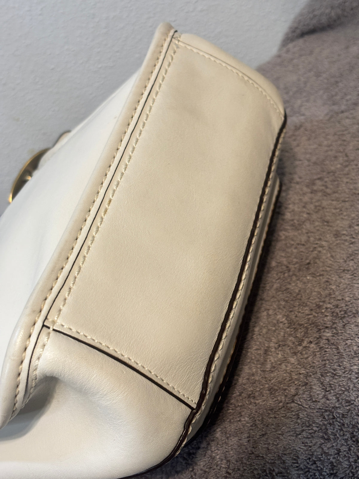 2007 Coach Bleecker 11418 White Leather Crossbody Bag Tattersall Lining
