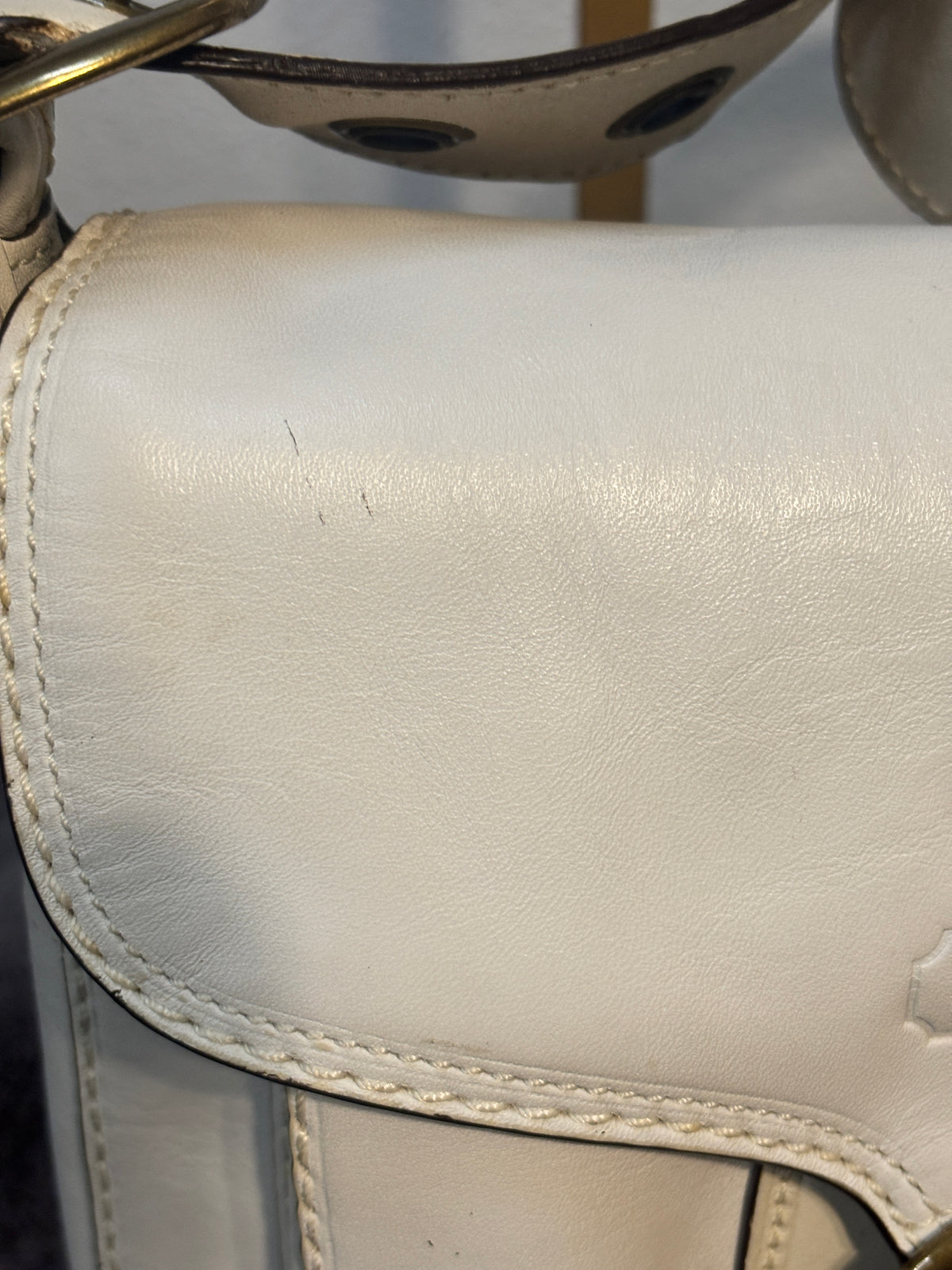 2007 Coach Bleecker 11418 White Leather Crossbody Bag Tattersall Lining