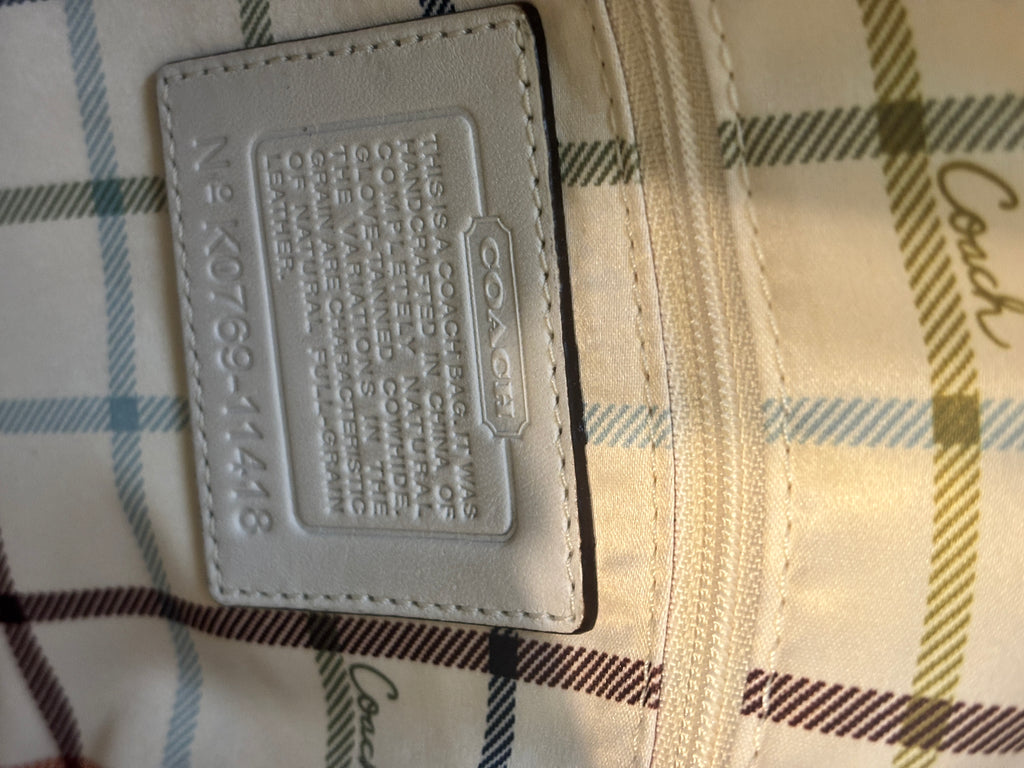 2007 Coach Bleecker 11418 White Leather Crossbody Bag Tattersall Lining