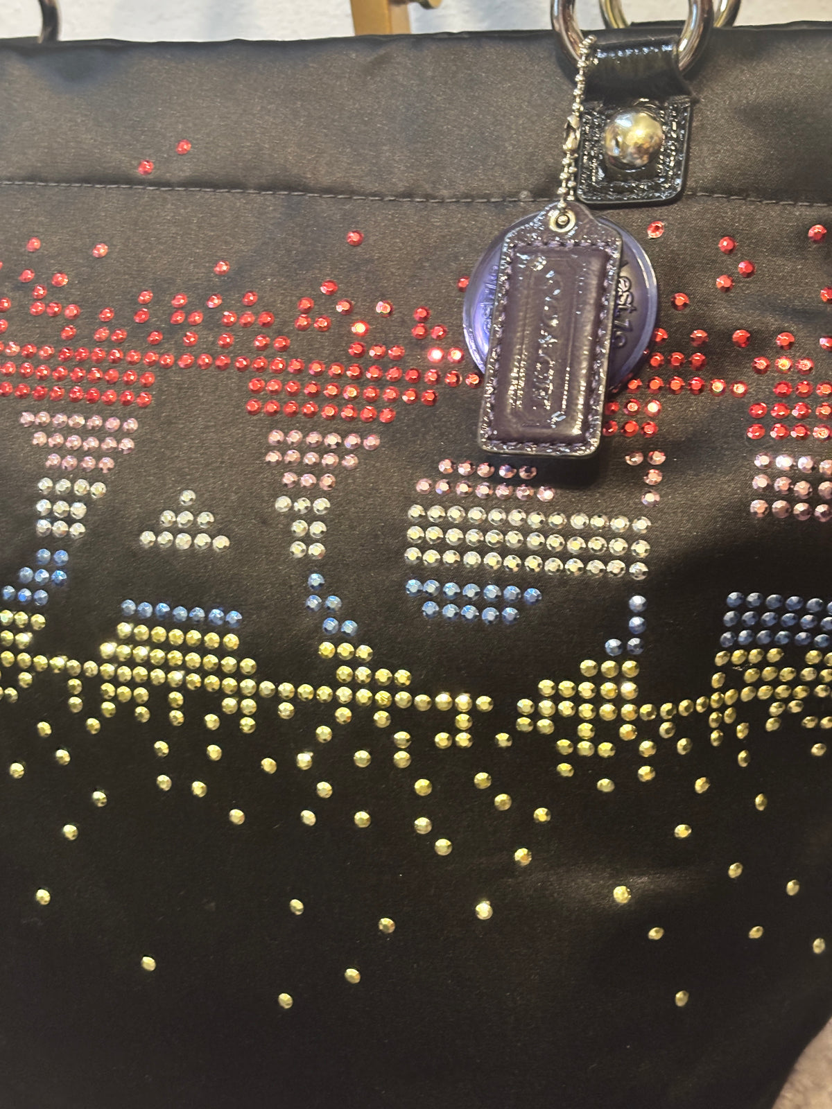 Coach Poppy Limited Edition Holiday Rhinestone Glam Tote Black F17144