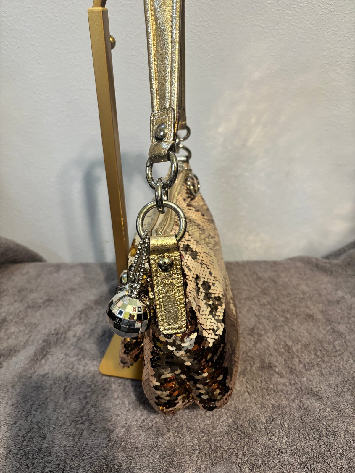 Rare Coach Poppy Sequin Groovy Spotlight Gold 3-Way Bag 15381