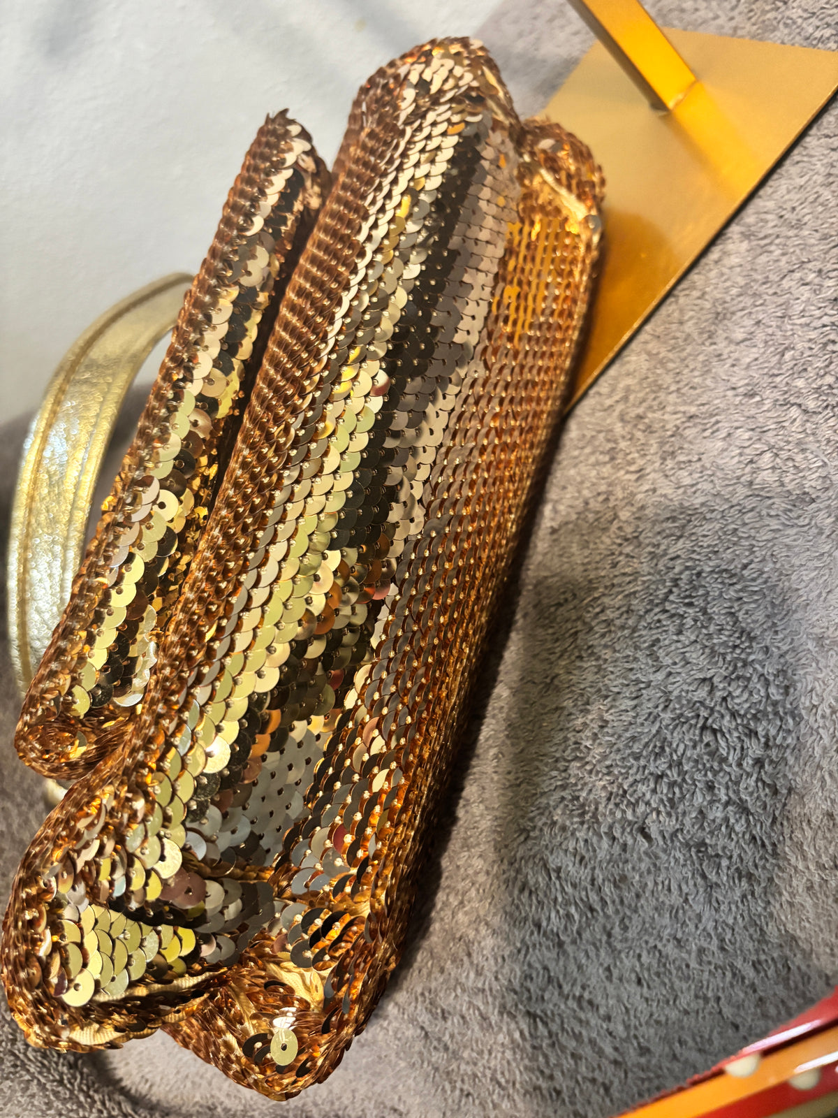 Rare Coach Poppy Sequin Groovy Spotlight Gold 3-Way Bag 15381