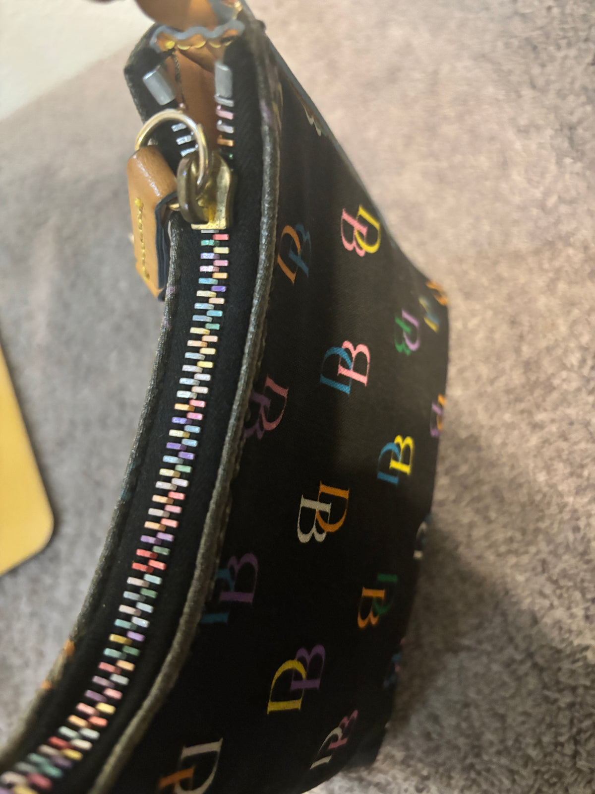 Dooney and Bourke Bitsy Micro Purse Black Multicolor DB Logo Shoulder Bag
