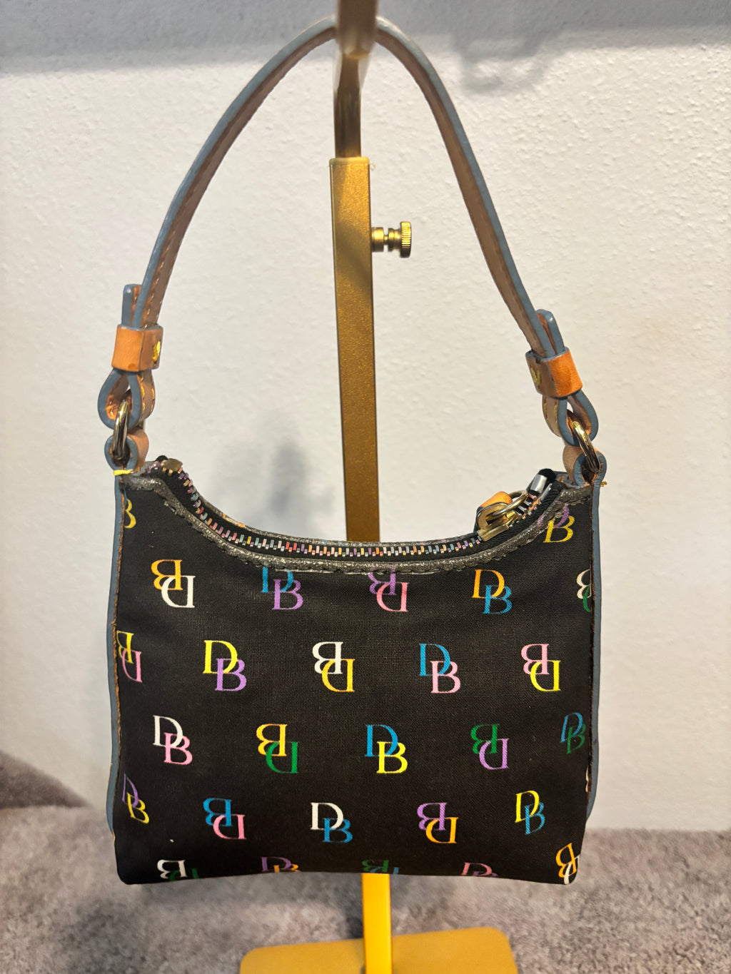 Dooney and Bourke Bitsy Micro Purse Black Multicolor DB Logo Shoulder Bag