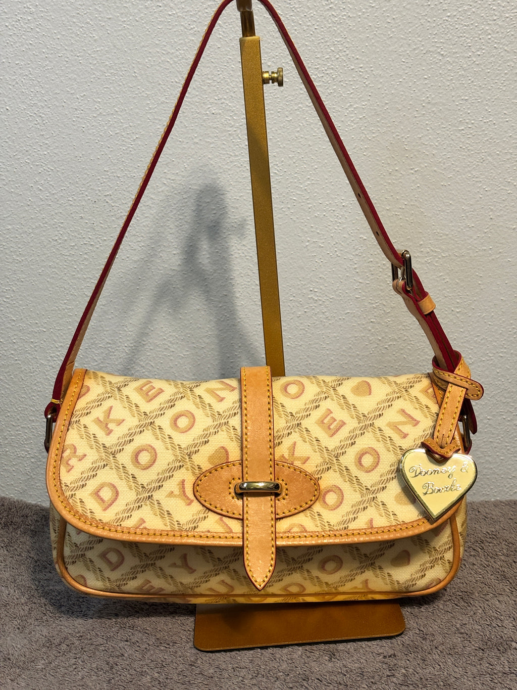 💗✨ DOONEY and BOURKE Signature Monogram Shoulder Bag | Heart Charm 💛👜