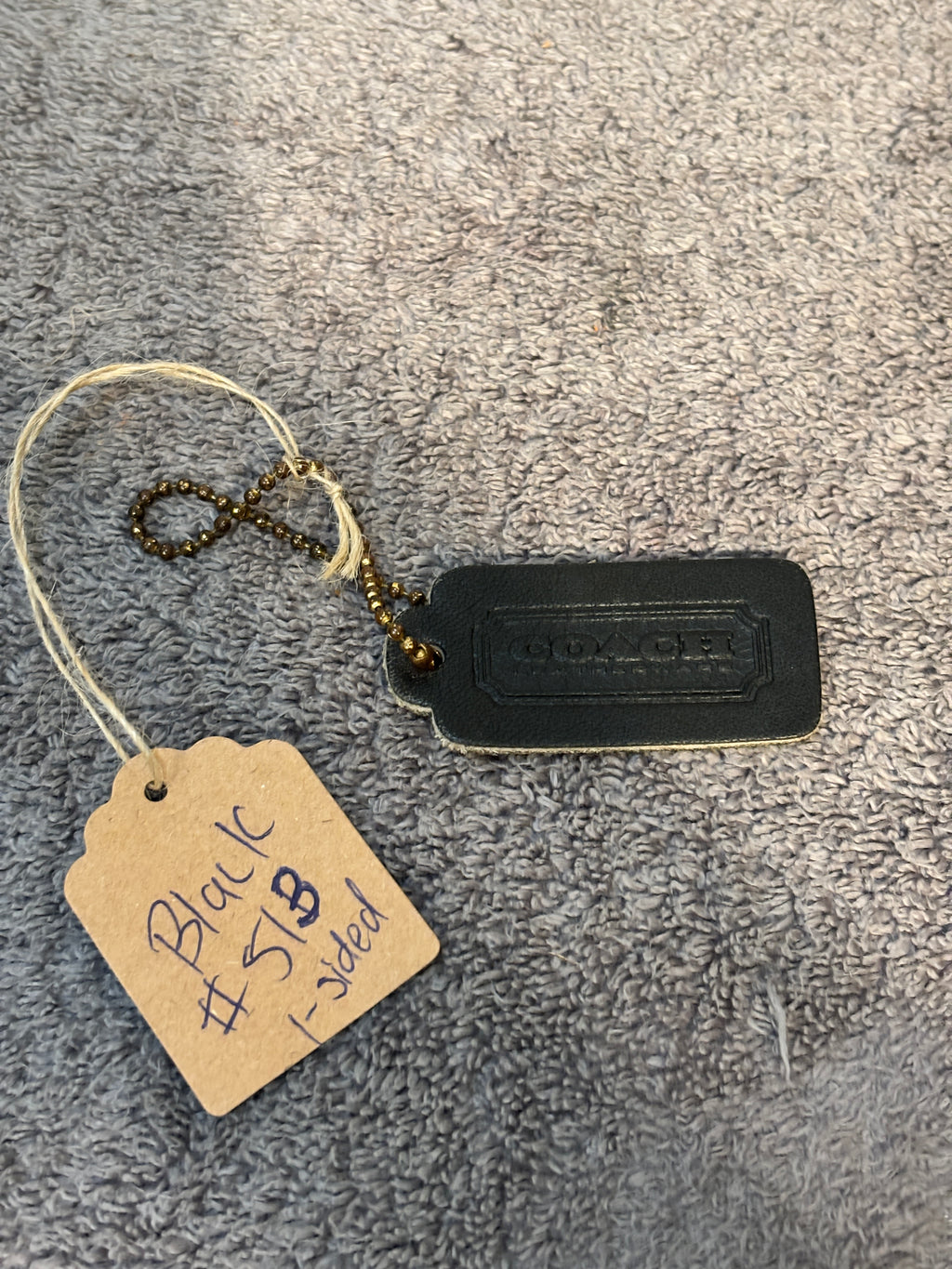 🖤✨ Vintage Coach Leather Hangtag #513 | Black | One-Sided 👜