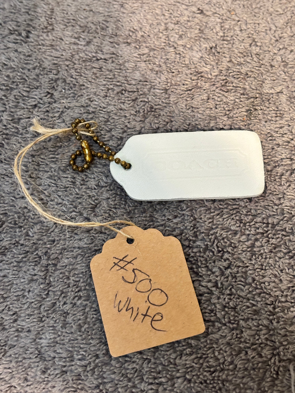 🤍✨ Vintage Coach Leather Hangtag #500 | White 👜