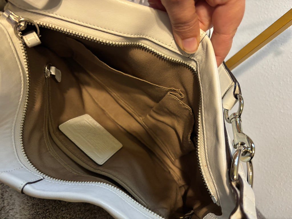 🤍✨ Vintage Coach Soho Double Buckle Shoulder Bag #9412 | Ivory Leather | 2005 👜