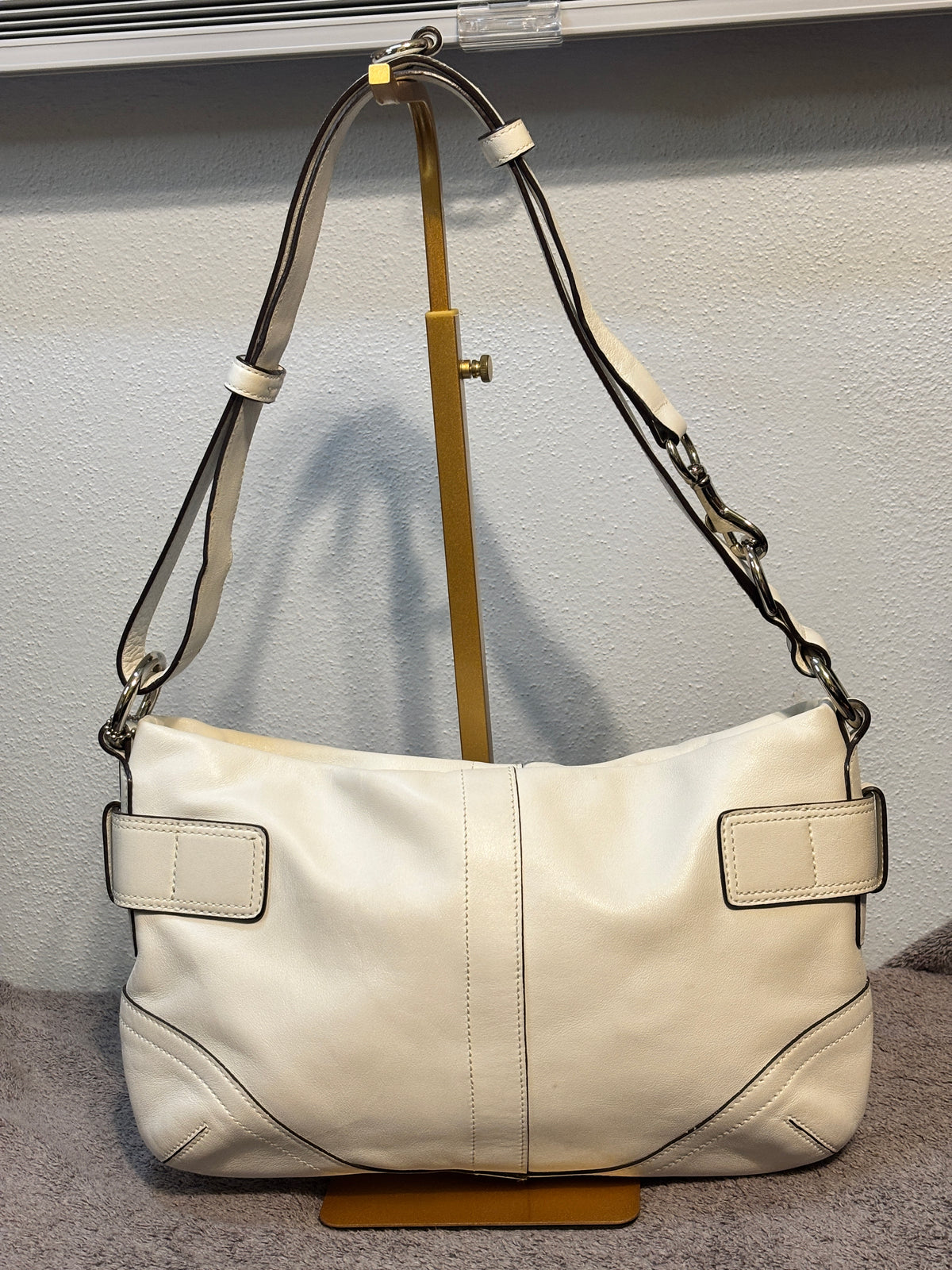 🤍✨ Vintage Coach Soho Double Buckle Shoulder Bag #9412 | Ivory Leather | 2005 👜