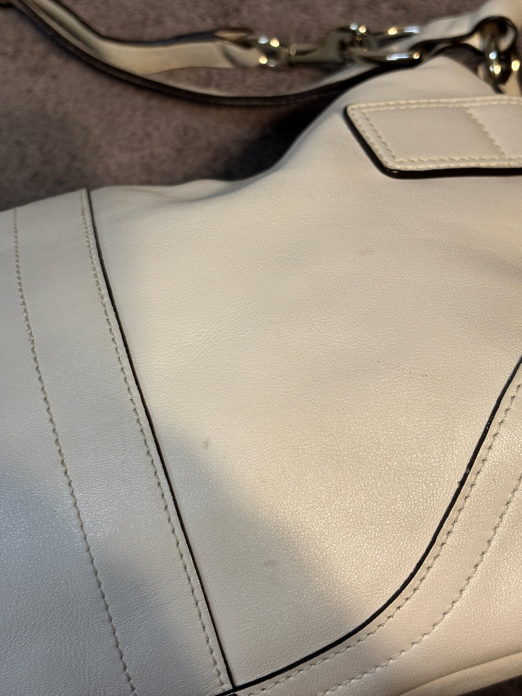 🤍✨ Vintage Coach Soho Double Buckle Shoulder Bag #9412 | Ivory Leather | 2005 👜