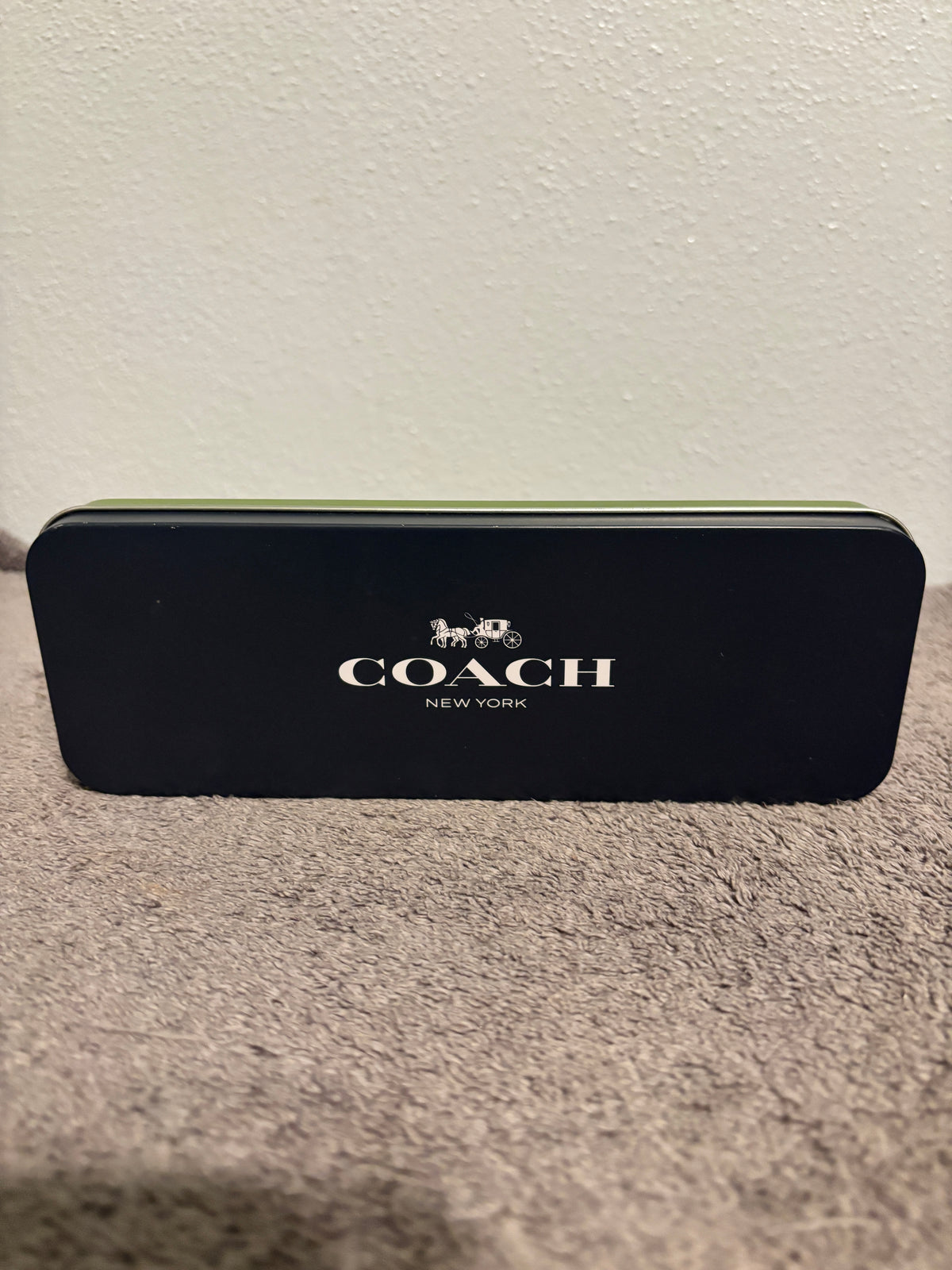 🖤 ✨ Coach New York Metal Pencil Case | Black & Olive Green Storage Tin ✏️