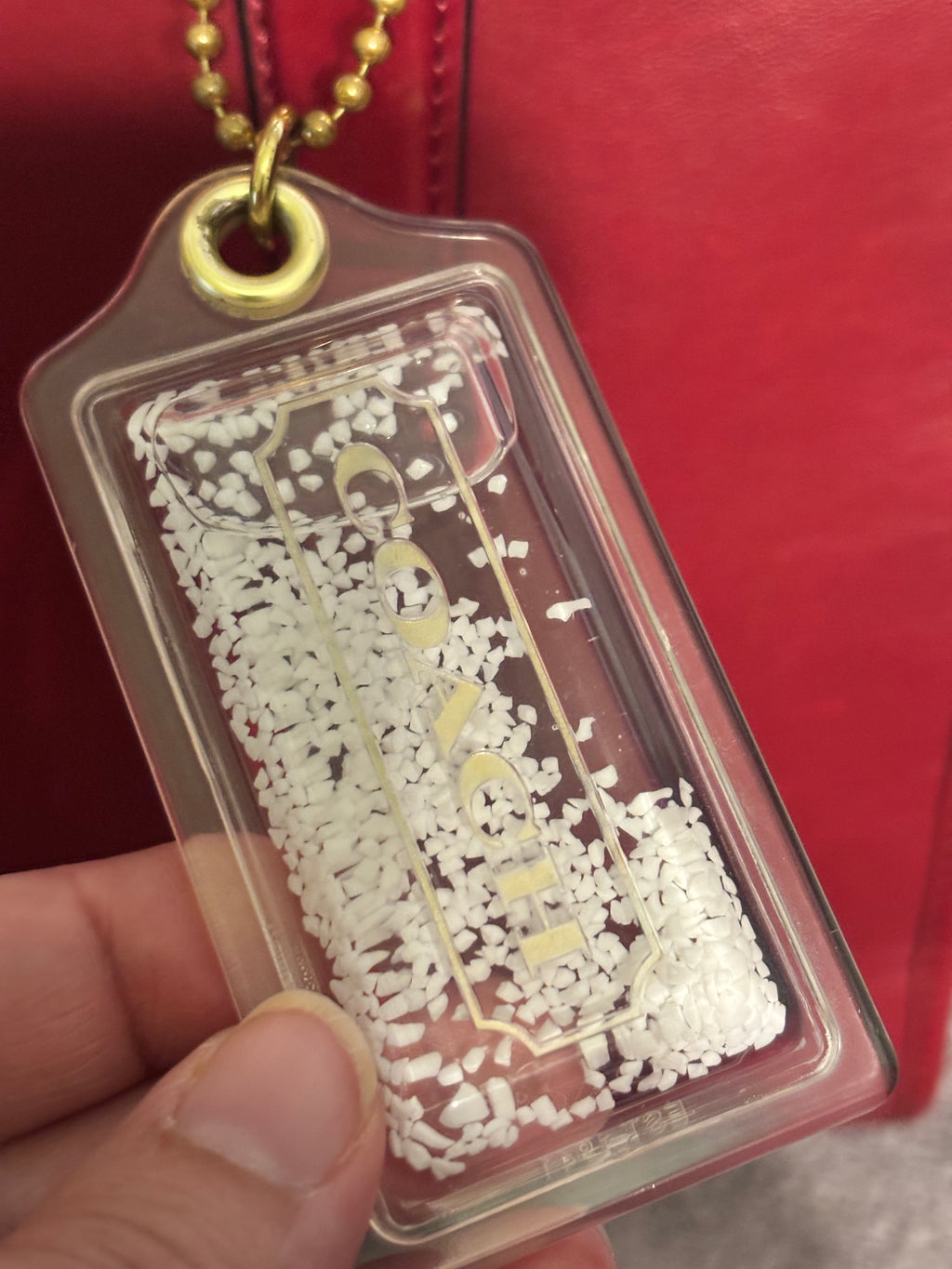 ❄️ ✨ Coach Snow Globe Shaker Bag Charm | Clear Acrylic Gold-Tone Keychain 🤍
