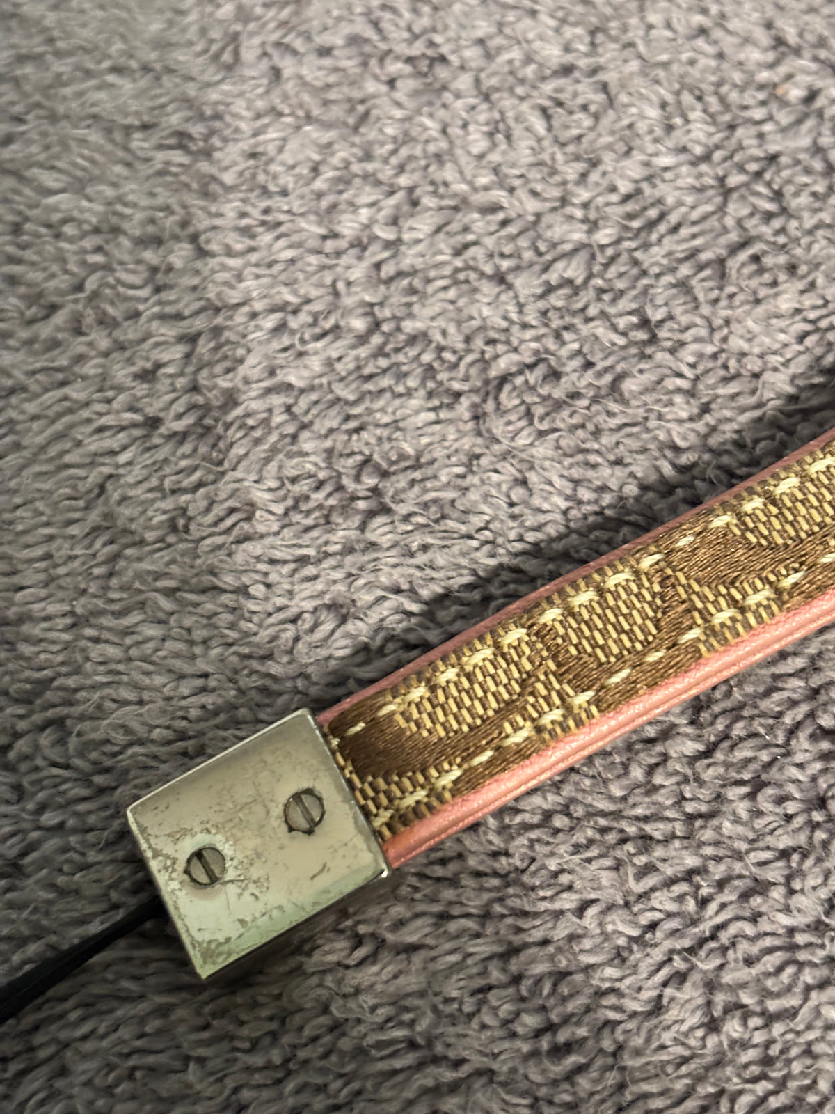 💕 Coach Signature C Cell Phone Wrist Strap | Brown Canvas Pink Leather 📱