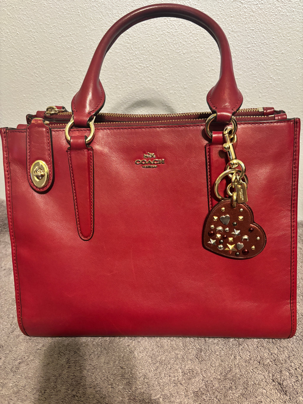 ❤️ ✨ Coach Studded Leather Heart Bag Charm | Stars Moons & Rivets 🔑