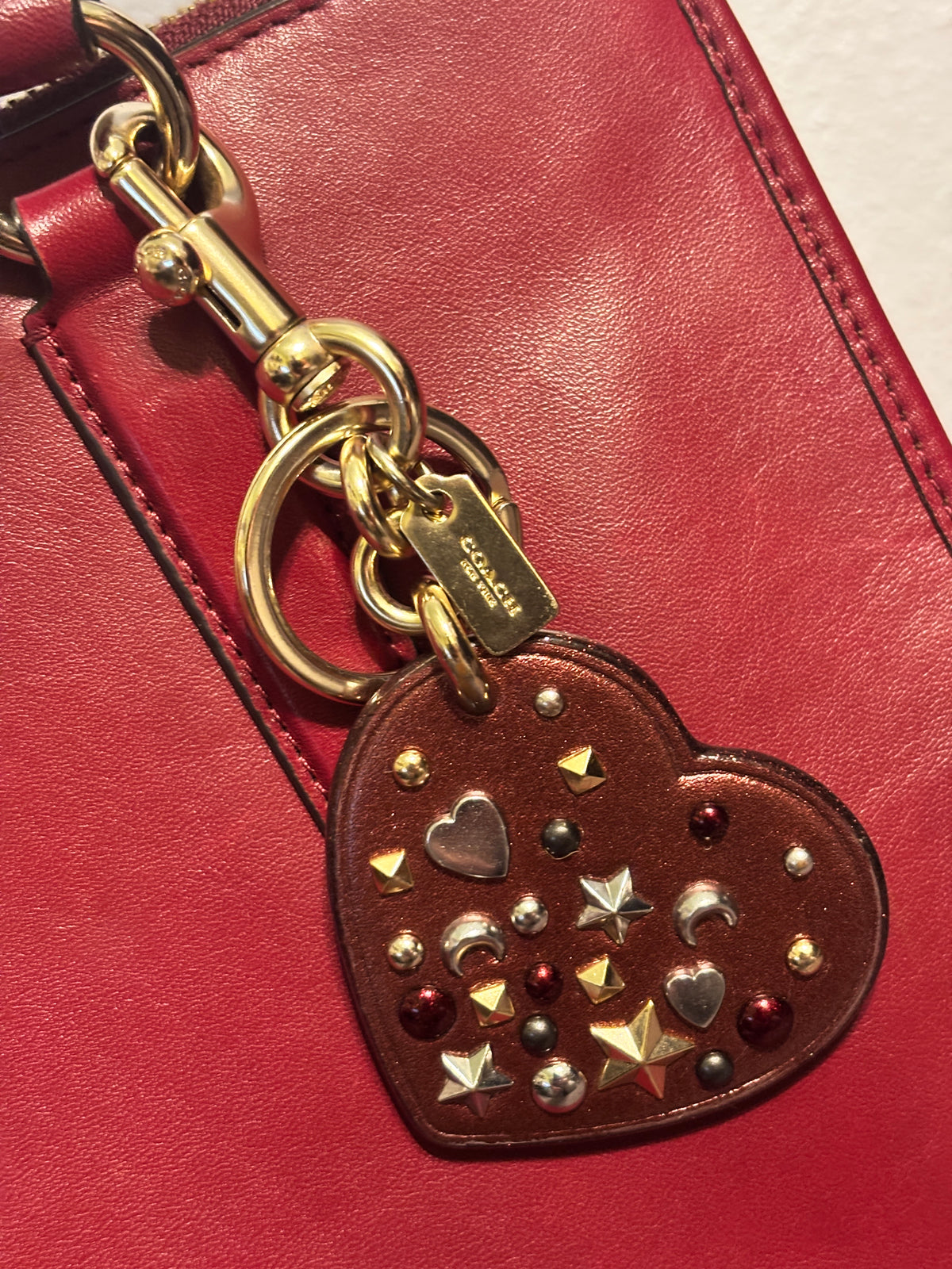 ❤️ ✨ Coach Studded Leather Heart Bag Charm | Stars Moons & Rivets 🔑