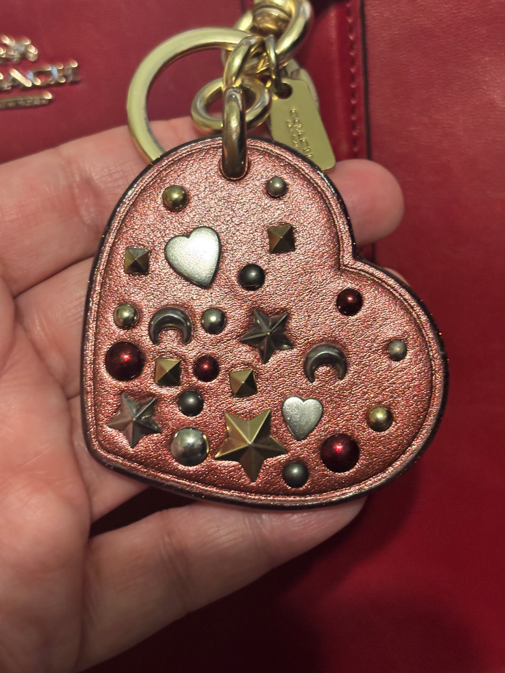 ❤️ ✨ Coach Studded Leather Heart Bag Charm | Stars Moons & Rivets 🔑